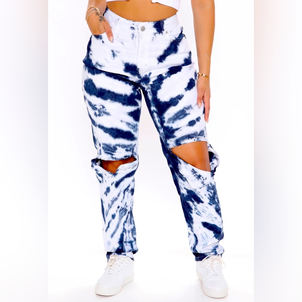 Tie Dye Distressed Mom Jeans